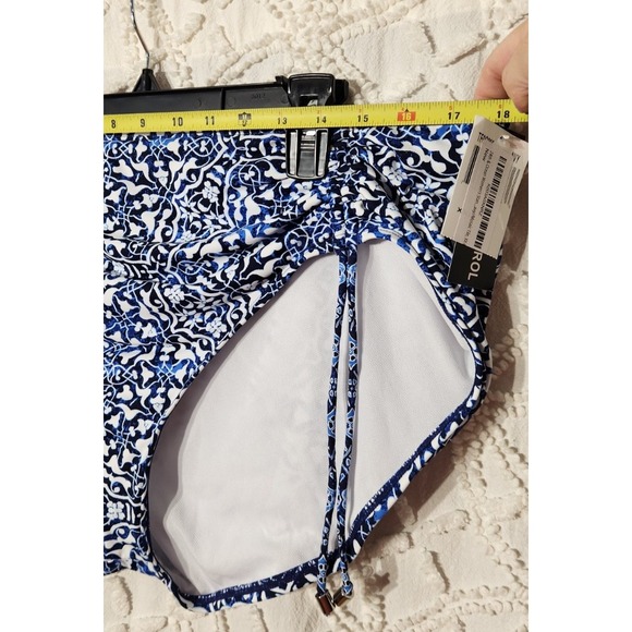 24th + Ocean Womens Bikini Bottoms Size XXL Blue White‎ Swimwear Geometric Beach - Picture 7 of 10